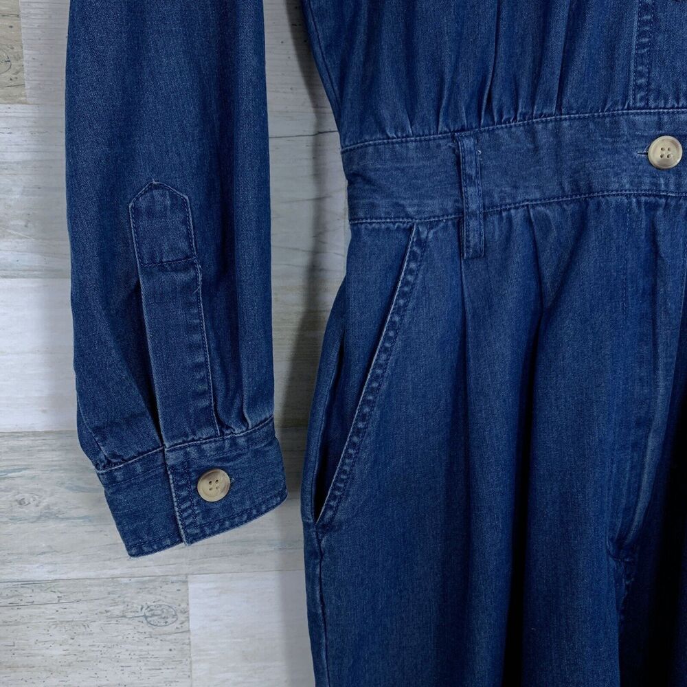 Talbots Chambray Midi Shirt Dress Blue Cottagecor… - image 4